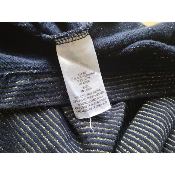 Basic Editions Womens Top 2X Plus Knit Blue Stripe Sequins Embroider STR160E - Picture 8 of 9